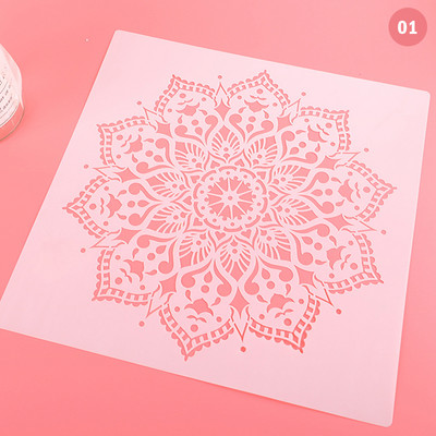 30cm DIY rukotvorina Mandala Okrugla geometrija DIY Šablone za slojeve Slikanje Spomenar Bojanje Album za utiskivanje Ukrasni predložak