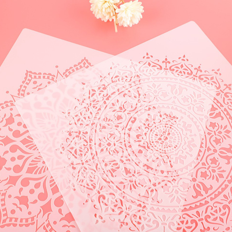 30cm DIY rukotvorina Mandala Okrugla geometrija DIY Šablone za slojeve Slikanje Spomenar Bojanje Album za utiskivanje Ukrasni predložak