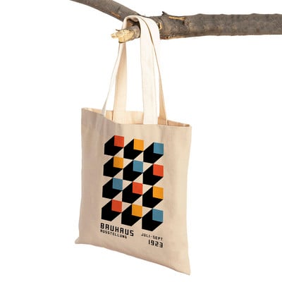 Bauhaus Color Block Geometric Line Moderne retro ženske torbe za kupnju Platnena torba za kupovinu u supermarketu Tote torbica za višekratnu upotrebu