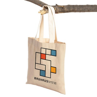 Bauhaus Color Block Geometric Line Moderne retro ženske torbe za kupnju Platnena torba za kupovinu u supermarketu Tote torbica za višekratnu upotrebu