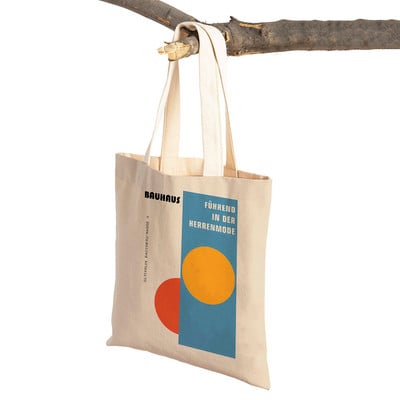 Bauhaus Color Block Geometric Line Moderne retro ženske torbe za kupnju Platnena torba za kupovinu u supermarketu Tote torbica za višekratnu upotrebu
