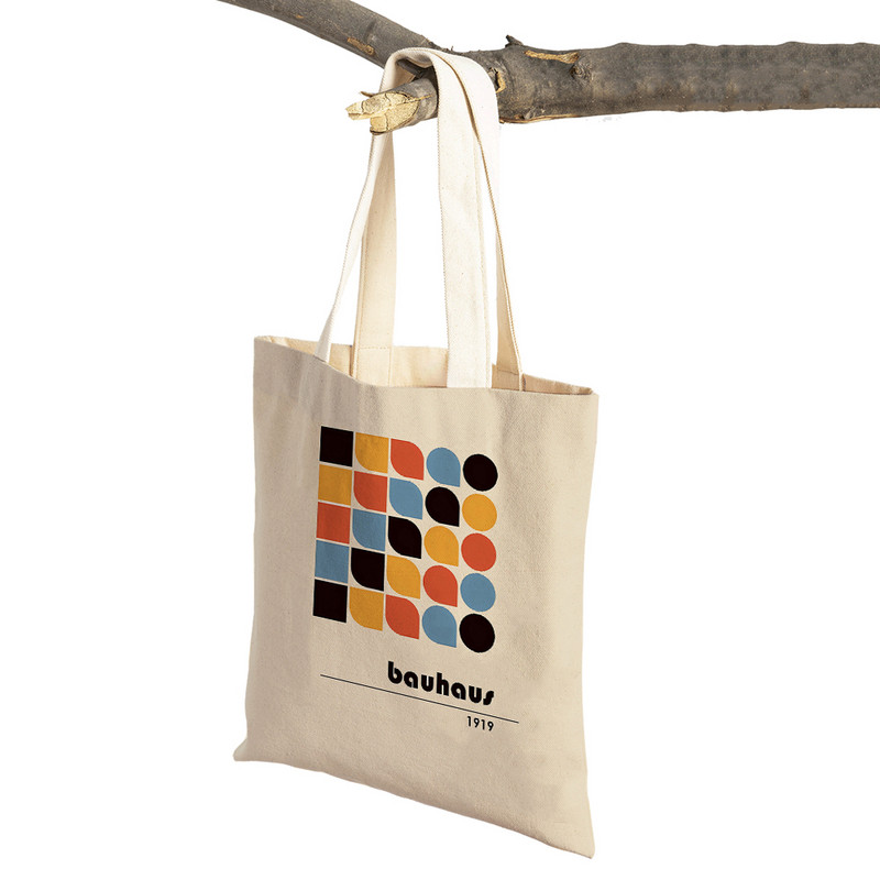 Bauhaus Color Block Geometric Line Moderne retro ženske torbe za kupnju Platnena torba za kupovinu u supermarketu Tote torbica za višekratnu upotrebu