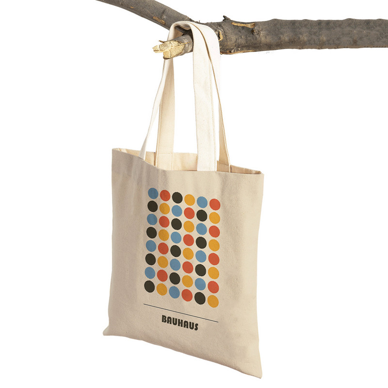 Bauhaus Color Block Geometric Line Moderne retro ženske torbe za kupnju Platnena torba za kupovinu u supermarketu Tote torbica za višekratnu upotrebu
