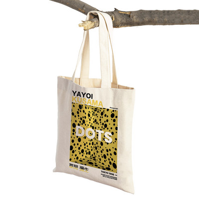 Japāņu Yayoi Kusama Print Shopper Bag Dīvaina sievasmāte Wave Dot Tote Rokassoma Mode Māksla Ikdienas sieviešu pirkumu plecu soma