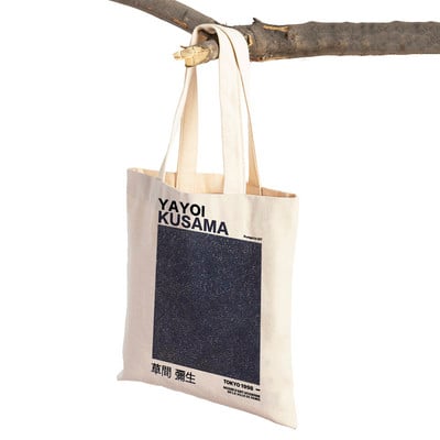 Japāņu Yayoi Kusama Print Shopper Bag Dīvaina sievasmāte Wave Dot Tote Rokassoma Mode Māksla Ikdienas sieviešu pirkumu plecu soma