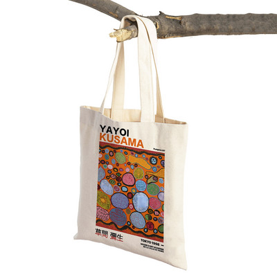 Japāņu Yayoi Kusama Print Shopper Bag Dīvaina sievasmāte Wave Dot Tote Rokassoma Mode Māksla Ikdienas sieviešu pirkumu plecu soma