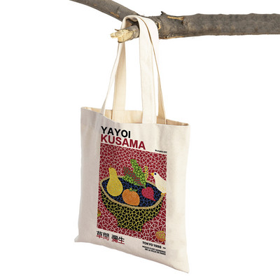 Japāņu Yayoi Kusama Print Shopper Bag Dīvaina sievasmāte Wave Dot Tote Rokassoma Mode Māksla Ikdienas sieviešu pirkumu plecu soma