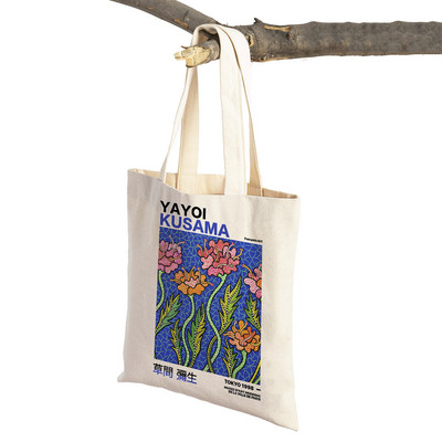 Japāņu Yayoi Kusama Print Shopper Bag Dīvaina sievasmāte Wave Dot Tote Rokassoma Mode Māksla Ikdienas sieviešu pirkumu plecu soma