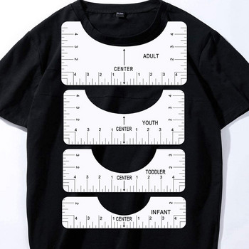 Линийка за подравняване на тениски KDD за направляващи линийки за дизайн на тениски с таблица с размери Шаблон за геометрия за възрастни, младежи, малки деца