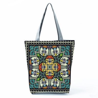 Geantă de mână din pânză pentru femei, broderie colorată, cu imprimeu floral și cu păsări, geantă de umăr pentru femei, geantă reutilizabilă pentru cumpărături femei 1162C