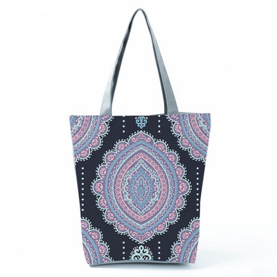 Geantă de mână din pânză pentru femei, broderie colorată, cu imprimeu floral și cu păsări, geantă de umăr pentru femei, geantă reutilizabilă pentru cumpărături femei 1162C