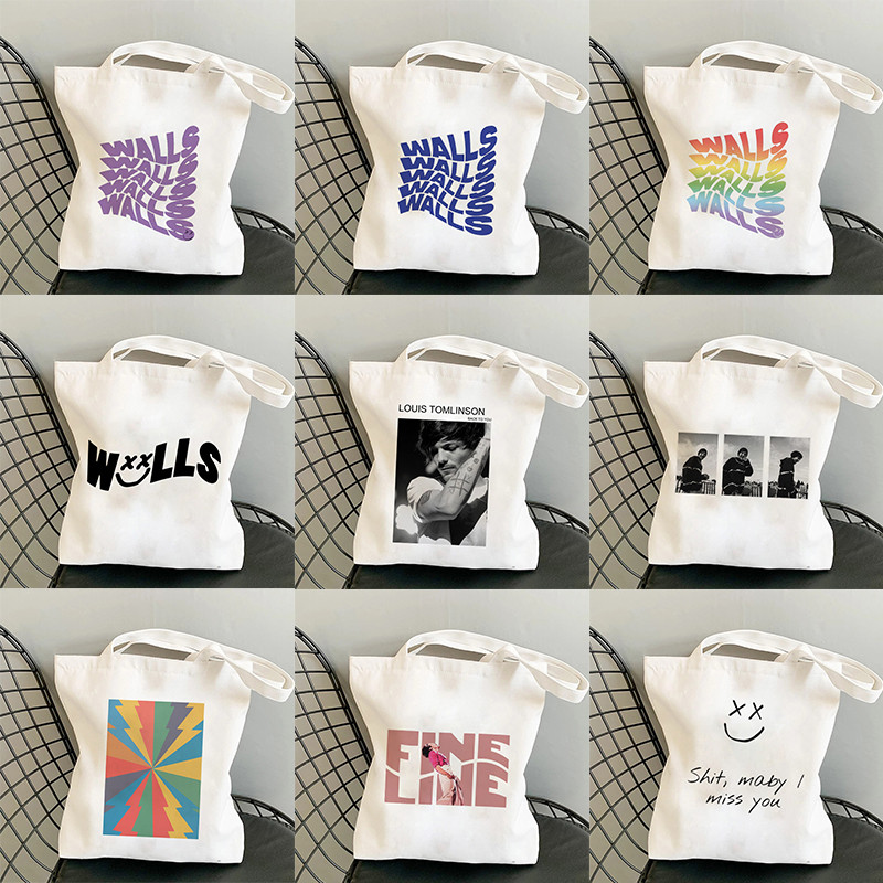 Walls Print Női vásárlótáskák Bevásárlótáska Utazótáska Főiskolai Retro válltáska Nagy kapacitású diákkézitáska