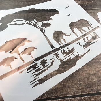 A4 29cm Elephant Giraffe Wild Animals Africa Στένσιλ DIY Ζωγραφική τοίχων Λεύκωμα χρωματισμού ανάγλυφο άλμπουμ Διακοσμητικό πρότυπο