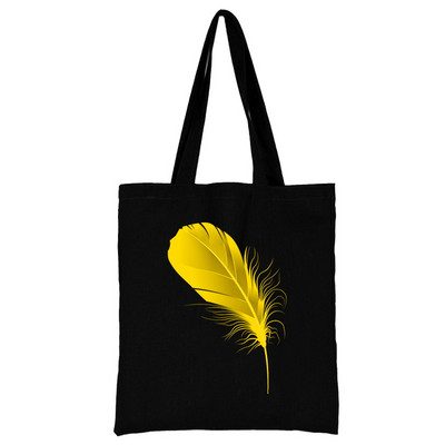 Torba za kupovinu Ženska ručna torba Torba na rame Ženska kupovna platnena torba Višekratna upotreba za putovanje na posao Školska torba velikog kapaciteta S printom perja