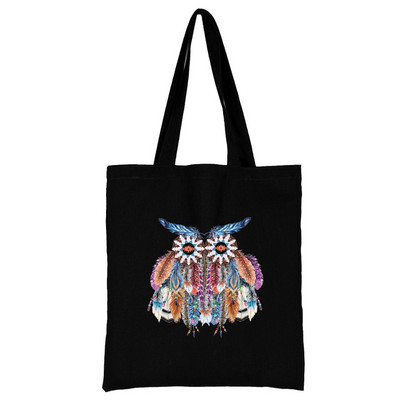 Torba za kupovinu Ženska ručna torba Torba na rame Ženska kupovna platnena torba Višekratna upotreba za putovanje na posao Školska torba velikog kapaciteta S printom perja