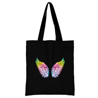 Torba za kupovinu Ženska ručna torba Torba na rame Ženska kupovna platnena torba Višekratna upotreba za putovanje na posao Školska torba velikog kapaciteta S printom perja