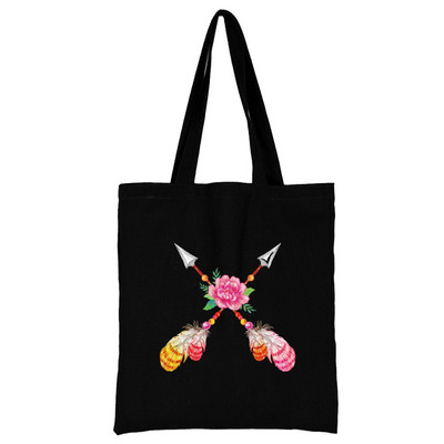 Torba za kupovinu Ženska ručna torba Torba na rame Ženska kupovna platnena torba Višekratna upotreba za putovanje na posao Školska torba velikog kapaciteta S printom perja