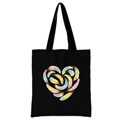 Torba za kupovinu Ženska ručna torba Torba na rame Ženska kupovna platnena torba Višekratna upotreba za putovanje na posao Školska torba velikog kapaciteta S printom perja