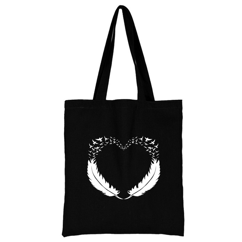 Torba za kupovinu Ženska ručna torba Torba na rame Ženska kupovna platnena torba Višekratna upotreba za putovanje na posao Školska torba velikog kapaciteta S printom perja