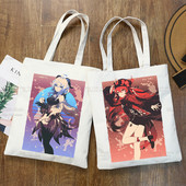 Genshin Impact Venti Hu Tao Shopping Bag Grocery Handbag Zhong Li Raiden Shogun Bolsas De Tela Tote Bolsa Shopping Bag Jute Tote