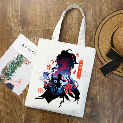 Genshin Impact Venti Hu Tao Shopping Bag Grocery Handbag Zhong Li Raiden Shogun Bolsas De Tela Tote Bolsa Shopping Bag Jute Tote