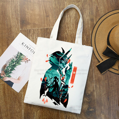 Genshin Impact Venti Hu Tao Shopping Bag Grocery Handbag Zhong Li Raiden Shogun Bolsas De Tela Tote Bolsa Shopping Bag Jute Tote