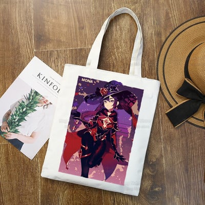 Genshin Impact Venti Hu Tao Shopping Bag Grocery Handbag Zhong Li Raiden Shogun Bolsas De Tela Tote Bolsa Shopping Bag Jute Tote