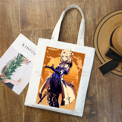 Genshin Impact Venti Hu Tao Shopping Bag Grocery Handbag Zhong Li Raiden Shogun Bolsas De Tela Tote Bolsa Shopping Bag Jute Tote