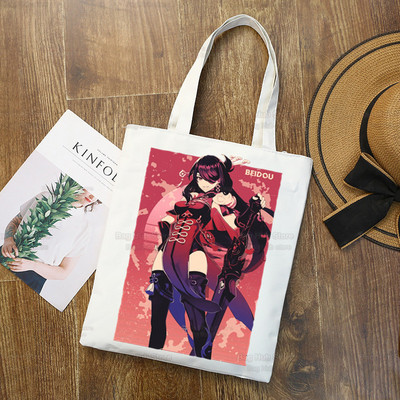 Genshin Impact Venti Hu Tao Shopping Bag Grocery Handbag Zhong Li Raiden Shogun Bolsas De Tela Tote Bolsa Shopping Bag Jute Tote
