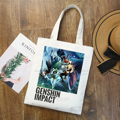 Genshin Impact Venti Hu Tao Shopping Bag Grocery Handbag Zhong Li Raiden Shogun Bolsas De Tela Tote Bolsa Shopping Bag Jute Tote