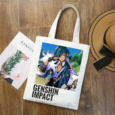 Genshin Impact Venti Hu Tao Shopping Bag Grocery Handbag Zhong Li Raiden Shogun Bolsas De Tela Tote Bolsa Shopping Bag Jute Tote