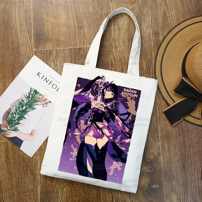 Genshin Impact Venti Hu Tao Shopping Bag Grocery Handbag Zhong Li Raiden Shogun Bolsas De Tela Tote Bolsa Shopping Bag Jute Tote