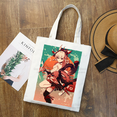 Genshin Impact Venti Hu Tao Shopping Bag Grocery Handbag Zhong Li Raiden Shogun Bolsas De Tela Tote Bolsa Shopping Bag Jute Tote
