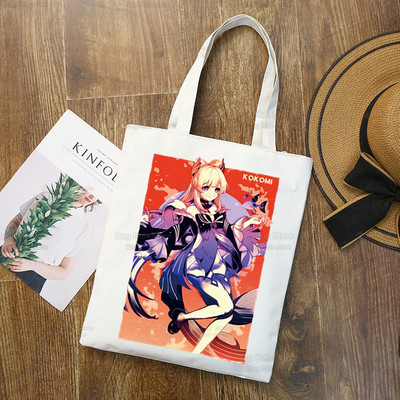 Genshin Impact Venti Hu Tao Shopping Bag Grocery Handbag Zhong Li Raiden Shogun Bolsas De Tela Tote Bolsa Shopping Bag Jute Tote