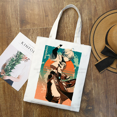 Genshin Impact Venti Hu Tao Shopping Bag Grocery Handbag Zhong Li Raiden Shogun Bolsas De Tela Tote Bolsa Shopping Bag Jute Tote