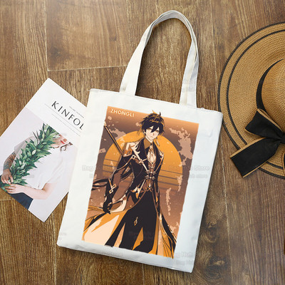 Genshin Impact Venti Hu Tao Shopping Bag Grocery Handbag Zhong Li Raiden Shogun Bolsas De Tela Tote Bolsa Shopping Bag Jute Tote