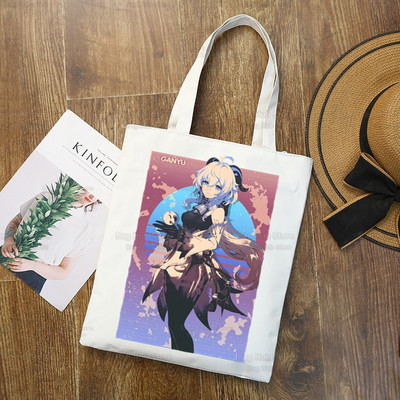 Genshin Impact Venti Hu Tao Shopping Bag Grocery Handbag Zhong Li Raiden Shogun Bolsas De Tela Tote Bolsa Shopping Bag Jute Tote