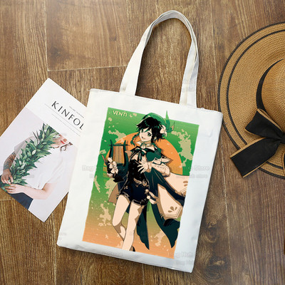 Genshin Impact Venti Hu Tao Shopping Bag Grocery Handbag Zhong Li Raiden Shogun Bolsas De Tela Tote Bolsa Shopping Bag Jute Tote