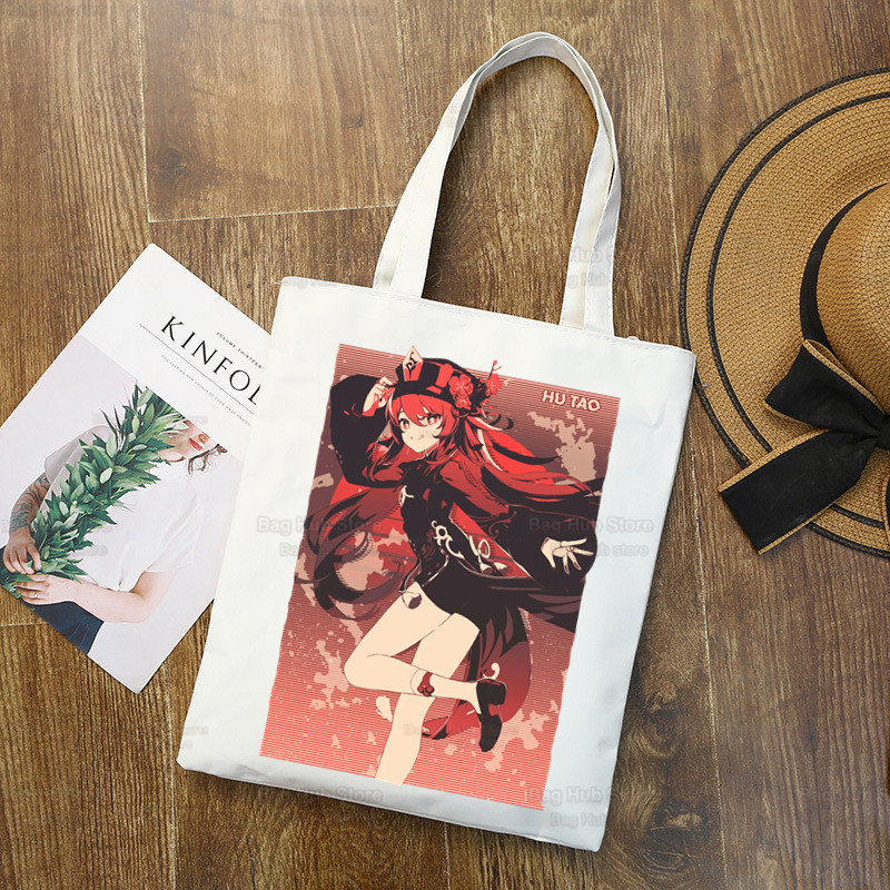 Genshin Impact Venti Hu Tao Shopping Bag Grocery Handbag Zhong Li Raiden Shogun Bolsas De Tela Tote Bolsa Shopping Bag Jute Tote