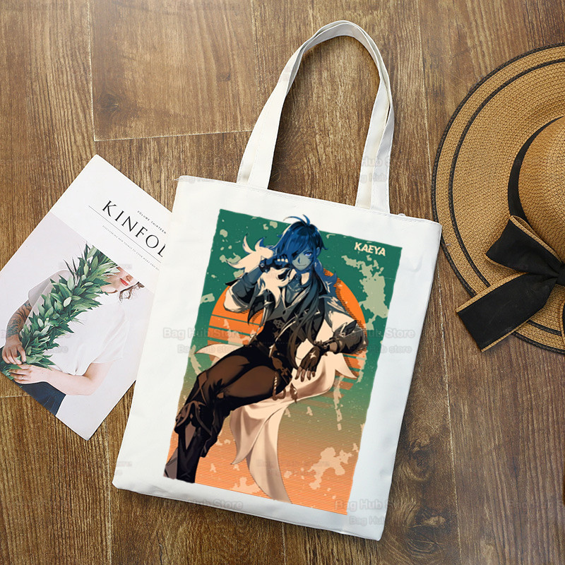 Genshin Impact Venti Hu Tao Shopping Bag Grocery Handbag Zhong Li Raiden Shogun Bolsas De Tela Tote Bolsa Shopping Bag Jute Tote