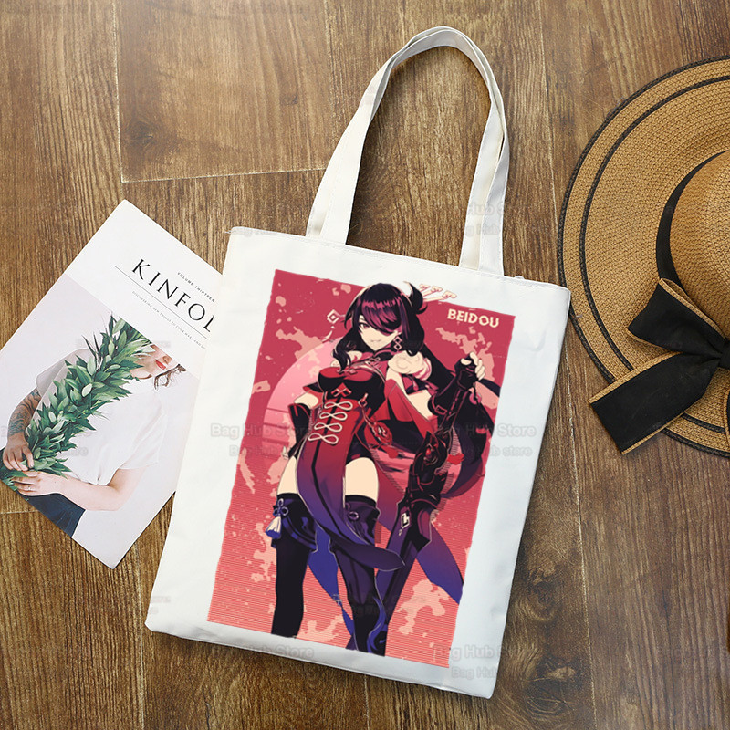 Genshin Impact Venti Hu Tao Shopping Bag Grocery Handbag Zhong Li Raiden Shogun Bolsas De Tela Tote Bolsa Shopping Bag Jute Tote