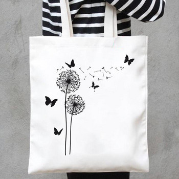 Εκτύπωση καμβά τσάντες Shopper Handbags Shoulder Casual Shopping Butterfly Flower Sweet New Cute Lovely Girls Women Fashion Tote Bag