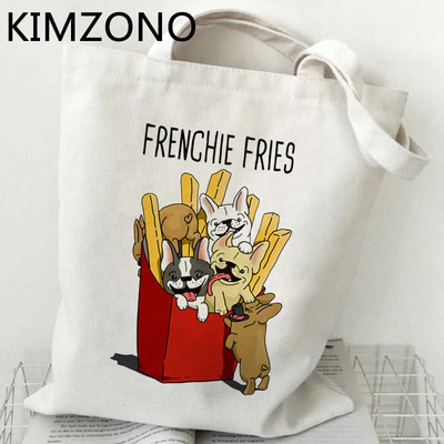 torba za kupnju francuskog buldoga tote shopping bolsa shopper pamuk torba za recikliranje torba ecobag tkanina mreža sacola sac toile