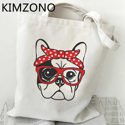 torba za kupnju francuskog buldoga tote shopping bolsa shopper pamuk torba za recikliranje torba ecobag tkanina mreža sacola sac toile