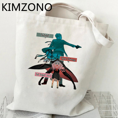 Japāņu anime spiegs X ģimenes iepirkumu soma, kas ir pārstrādāta soma Anya kanvas rokassomiņa Compra austs Sacola audums Sac Tissu