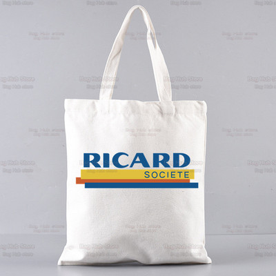 Ricard grafinis animacinis spausdintas drobinis pečių krepšys, moteriškas Harajuku Juokingas, didelės talpos ekologiškas RICARD pirkėjo krepšys