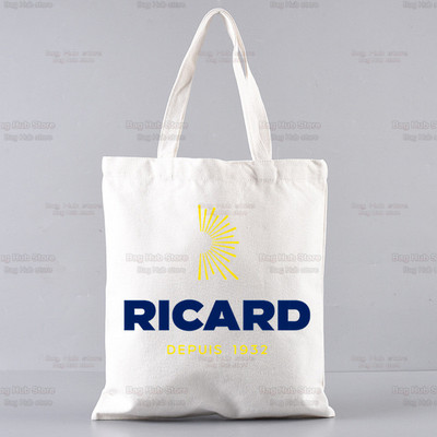 Ricard grafinis animacinis spausdintas drobinis pečių krepšys, moteriškas Harajuku Juokingas, didelės talpos ekologiškas RICARD pirkėjo krepšys