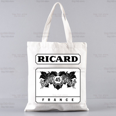 Ricard grafinis animacinis spausdintas drobinis pečių krepšys, moteriškas Harajuku Juokingas, didelės talpos ekologiškas RICARD pirkėjo krepšys