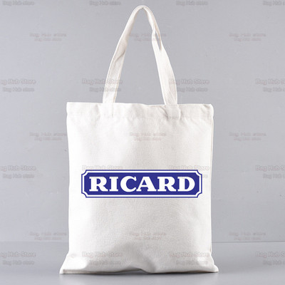 Ricard grafinis animacinis spausdintas drobinis pečių krepšys, moteriškas Harajuku Juokingas, didelės talpos ekologiškas RICARD pirkėjo krepšys