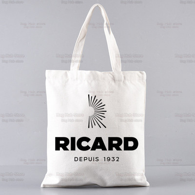 Ricard grafinis animacinis spausdintas drobinis pečių krepšys, moteriškas Harajuku Juokingas, didelės talpos ekologiškas RICARD pirkėjo krepšys